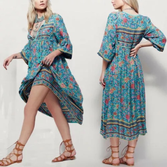 Dresses & Skirts - The Indian Paintbrush Turquoise Peasant Dress